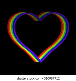 Vector image of six-stripe rainbow Heart
