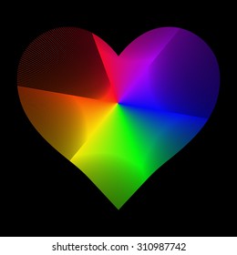 Vector image of six-stripe rainbow Heart