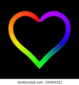 Vector image of six-stripe rainbow Heart