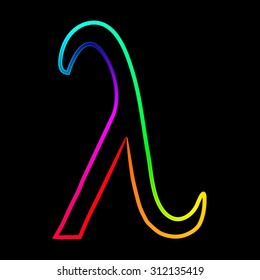 Vector image of six-stripe rainbow letter Lambda