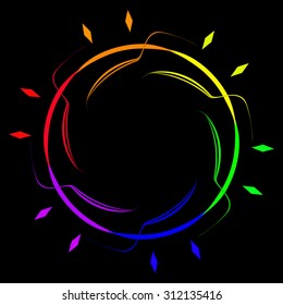 Vector image of six-stripe rainbow Sun