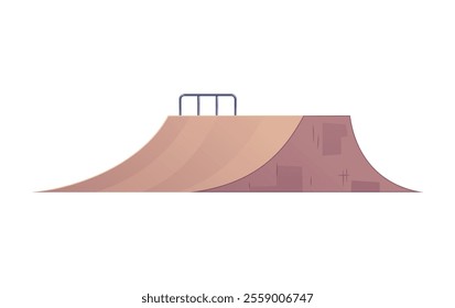 Vector image of a skateboard slide in a skate park with ramps for extreme sports. Modern design for outdoor activities and stunts on ramps on a white background