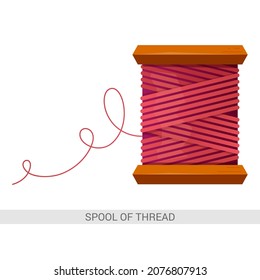 Vector image. A skein of pink thread drawing for design and teaching. Use for postcards, cards, magazine.