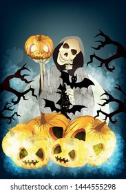 Vector image of the skeleton. From a series of illustrations for Halloween