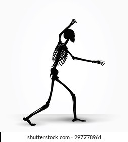 Vector Image - skeleton silhouette in intimidating pose isolated on white background 