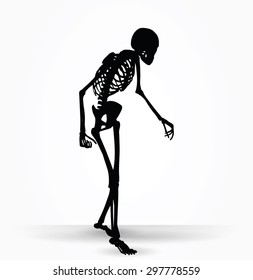 Vector Image - skeleton silhouette in old walk pose isolated on white background 