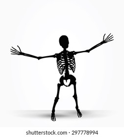 Vector Image - skeleton silhouette in power pose isolated on white background 
