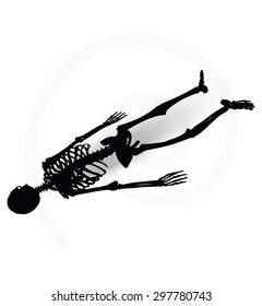 Vector Image - skeleton silhouette in prone pose isolated on white background 