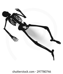 Vector Image - skeleton silhouette in prone pose isolated on white background 