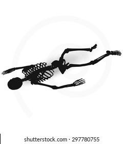 Vector Image - skeleton silhouette in prone pose isolated on white background 