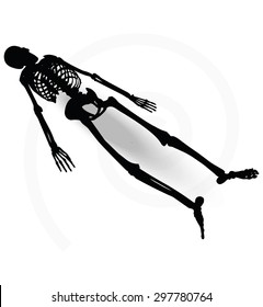 Vector Image - skeleton silhouette in prone pose isolated on white background 