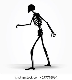 Vector Image - skeleton silhouette in shuffle pose isolated on white background 