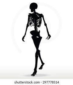 Vector Image - skeleton silhouette in walk pose isolated on white background 