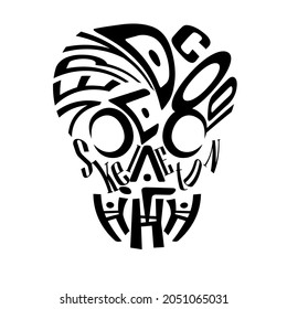 Vector image of a skeleton. The skull is made up of various fonts. The skull is a symbol of death and a symbol of opposition to it, but the skull has always been considered as the seat of the soul.