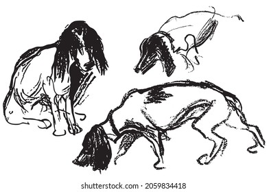 Imagen vectorial de los bocetos de perro de espeleología