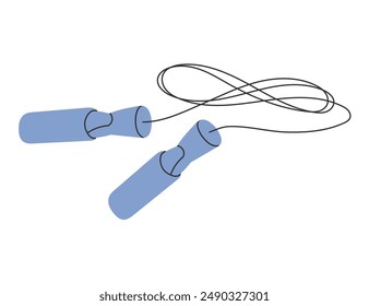 Vector image of skipping or jump rope. Illustration of jumping gear with plastic handles for gym. Sport exercise or fitness item. Equipment for fit training. Athlete activity and cardio workout.