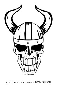 The vector image a skull in an ancient helmet of Vikings