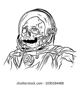 Vector image of a skull in an astronaut's helmet