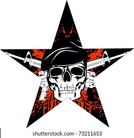 The vector image of skull in beret with the crossed rifles