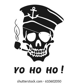 Vector image of skull captain with inscription "Yo Ho Ho!". Print on T-shirt