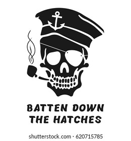 Vector Image Of Skull Captain With Inscription 