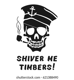 Vector Image Of Skull Captain With Inscription 