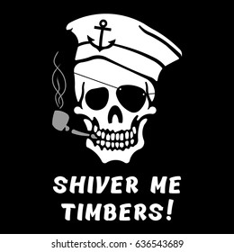 Vector Image Of Skull Captain With Inscription 