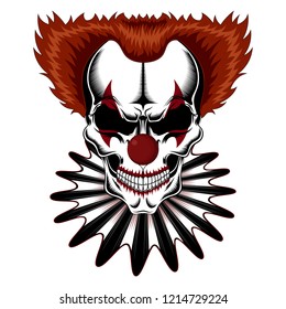 Vector image of a skull of a clown in a jabot.