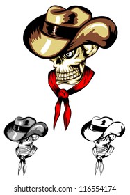Vector image of skull in cowboy's hat