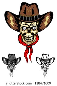 Vector image of skull in cowboy's hat
