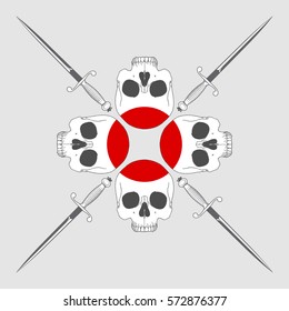 vector image of skull with a dagger