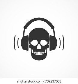 Vector image of a skull and headphones.
