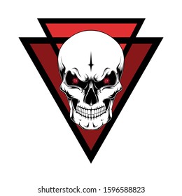 Vector image of a skull on a background of triangles. Image on a white background.