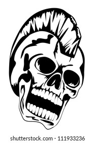 Vector image skull of the punk with mohawk on head