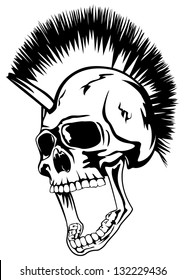 Vector Image Skull Of The Punk With Mohawk On Head