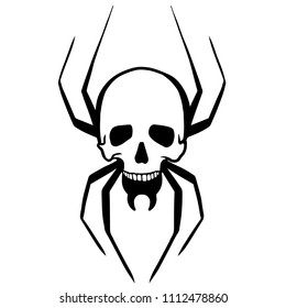 Vector image of a skull with a spider silhouette