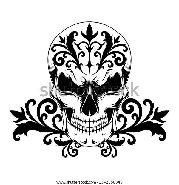 Vector Image Skull Tattoo Pattern Black Stock Vector Royalty Free