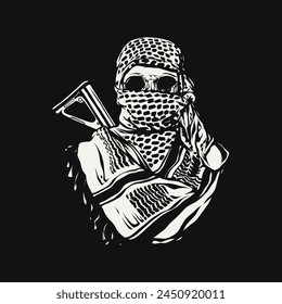 Vector Imagen de un cráneo con una bufanda keffiyeh