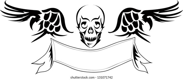 Vector image skull with wings