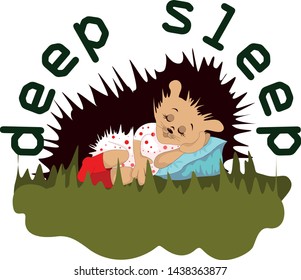 Vector image of a sleeping hedgehog. Series of illustrations