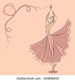 Vector image with slender dancer. Ballet theme./Elegant ballerina 