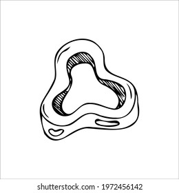 vector image of slice of bell pepper in doodle style
