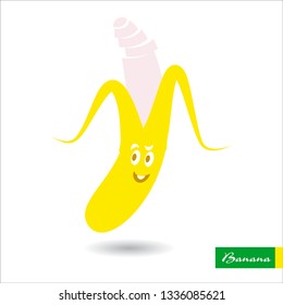 vector image of sliced banana. Funny comic character banana.