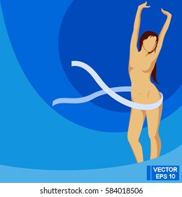 Vector Image. Slim female silhouette. Healthy diet