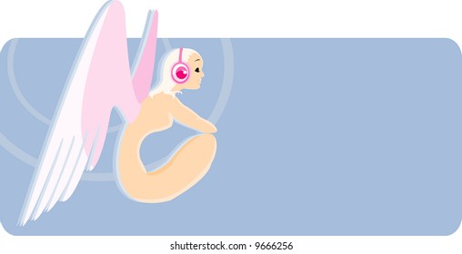 vector image of slim woman witn wings