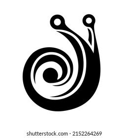 Vektorbild einer langsamen Schnecke für Logo schwarz-weiß