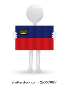 Vector Image -  small 3d man holding a flag of Principality of Liechtenstein 