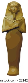 Imagen vectorial de una pequeña estatuilla funeraria egipcia llamada ushabti. 