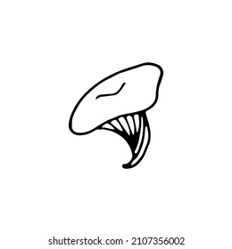 Vector image of a small chanterelle mushroom. Doodle plants and nature. Hand drawn.