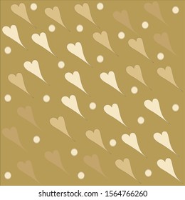Vector image of small hearts and circles, brown background.
